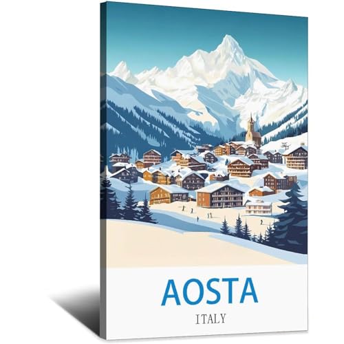 Poster de voyage vintage Aoste Italie habillez vos grands murs vides 60x90 cm LNBIAND