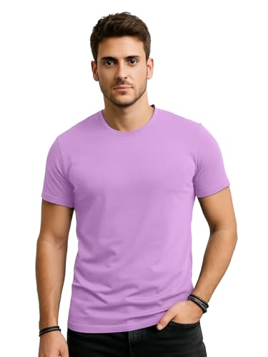 Image of Veirdo Regular Fit Half Sleeves Round Neck Solid Pure Cotton T-Shirt for Men (Available in White, Black, Swan White, Mustard, Maroon, Green, Lilac, Navy, Red Color)