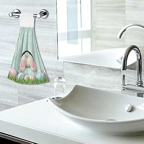 Zzkko Happy Easter Bunny Rabbit Kitchen Hand Towel Set Of 2 Hanging Towels With Hook & Loop Home Decor Bath Hand Towel Hang Cloth Tie Towel Absorbent #TOP6