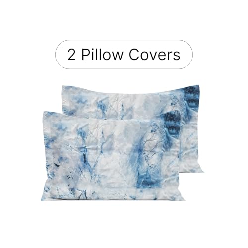 Image of LANE LINEN 210TC 100% Cotton Bedsheet Set for Super King Size Bed, 3-Piece Bedding, Included 2 Pillow Covers, Soft & Breatahble Flat Sheets, Abstract Blue Digital Printed Bed Sheet - 2.74m x 2.74m