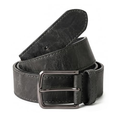 Image of CUTUQE Men's Full Grain Crazy Horse Leather Belt - Handmade Genuine Distressed Leather Jeans Belt for Men (BLACK, L-36” Waist)