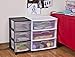 Sterilite 2 Pack Plastic Storage Organizer, 3 Drawer Rolling Bin Cart, Closet Organization, Black