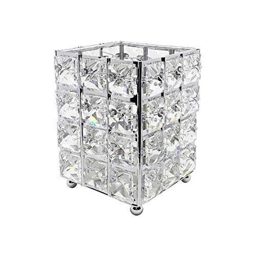 Miaowater Makeup Brush Holder Organizer Cosmetic Brushes Storage Eyeliners Eyebrow Pencil Container Crystal Bling Personalized Box (Silver Square)
