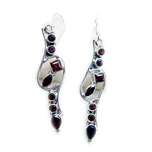 Boucles d'oreilles grenat anti-irritation en argent massif confortable