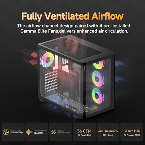Gabinete para PC Iota C70 BK Curve ARGB Digital de Ocypus, Vista panorámica curva de 270°, compatible con ATX/Micro-ATX/Mini-ITX, torre media con display digital de temperatura en tiempo real y 4 ventiladores ARGB PWM preinstalados miniatura 4