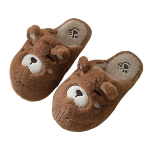 Animal Cotton Bear Slippers - Cartoon Plush Indoor/Outdoor Couples Shoes for Autumn and Winter