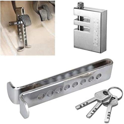 Image of Autobizarre Anti-Theft Car Clutch Pedal Lock Chrome Finish Stainless Steel Security Lock System for All Cars - Key Lock