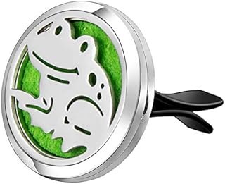 Wild Essentials Happy Frog Essential Oil Car Vent Diffuser, Stainless Steel Locket Pendant with 8 Color Refill Pads, Customizable Color Changing Air Freshener for Aromatherapy