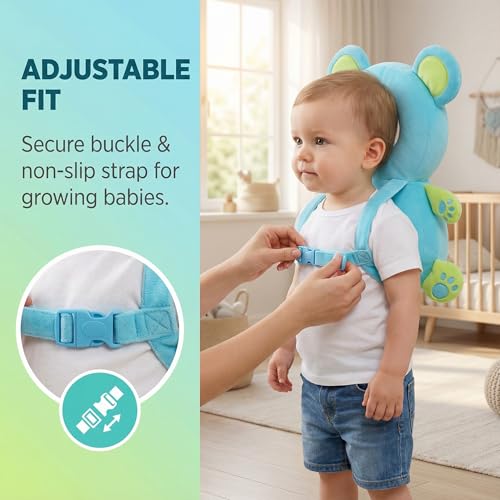 Image of Baby Head Protection Backpack - Soft Lightweight Fall Cushion for Toddlers During Crawling & Walking, Helps Ease Impact from Backward Tumbles(Mouse)