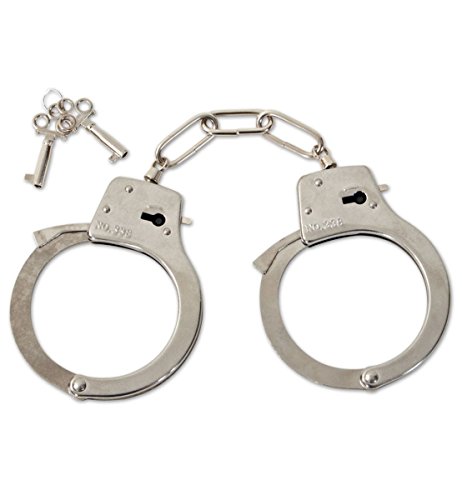 Menottes en métal 2 clés déguisement carnaval police adulte frise 58389