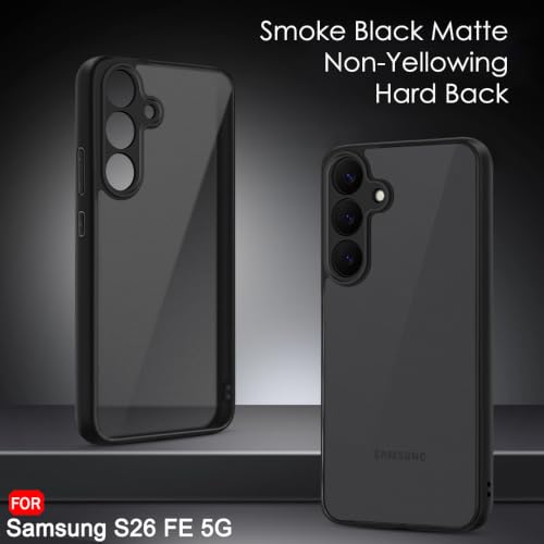 Image of TheGiftKart Hybrid Shockproof Back Cover Case for Samsung Galaxy SXVI FE 5G | Camera Protection Module | Hard Back Cover Case for Samsung SXVI FE (PC & TPU, Translucent Smoke Matte Back, Black Sides)