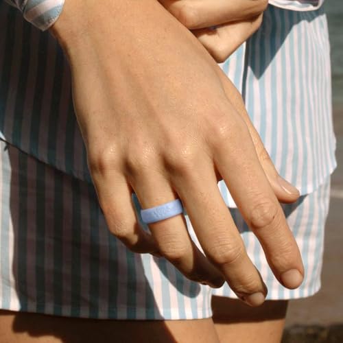 Egnaro Women's Silicone Wedding Ring, Etched Rubber Band-6mm Wide 2mm Thick by Egnaro - Used condition - Image 4