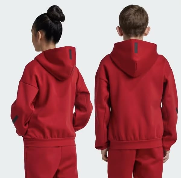 adidas BIG KIDS Z.N.E. FULL-ZIP HOODED TRACK JACKET, TEAM POWER RED 2/BLACK, MEDIUM (BIG KIDS)3
