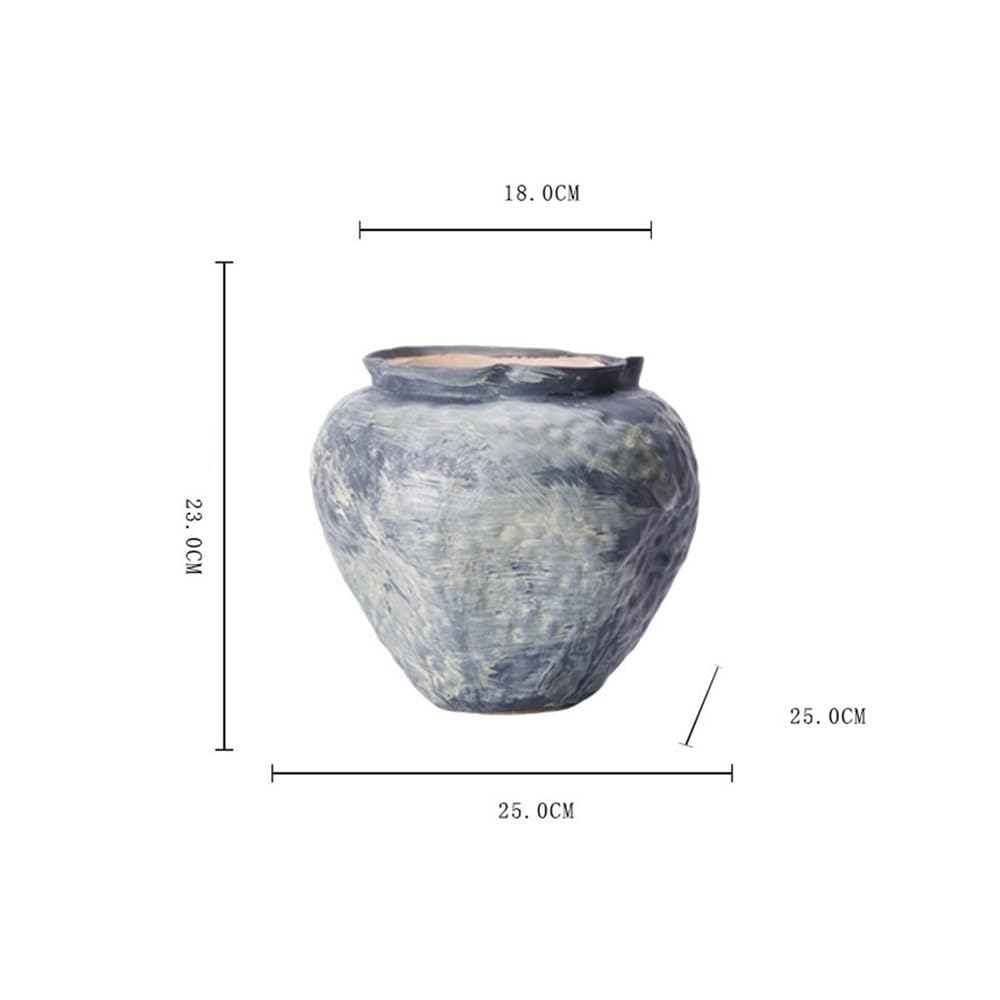 Wazon na kwiaty, Okrągły wazon ceramiczny w stylu retro do salonu, suszone kwiaty/dekoracja hydroponiczna