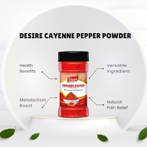 Image of Desire Cayenne Pepper Powder 50g - Hot & Spicy Chili Powder, Perfect for Cooking, Seasoning, and Adding Heat to Dishes | 100% Pure and Natural | No Additives | Pack of 1