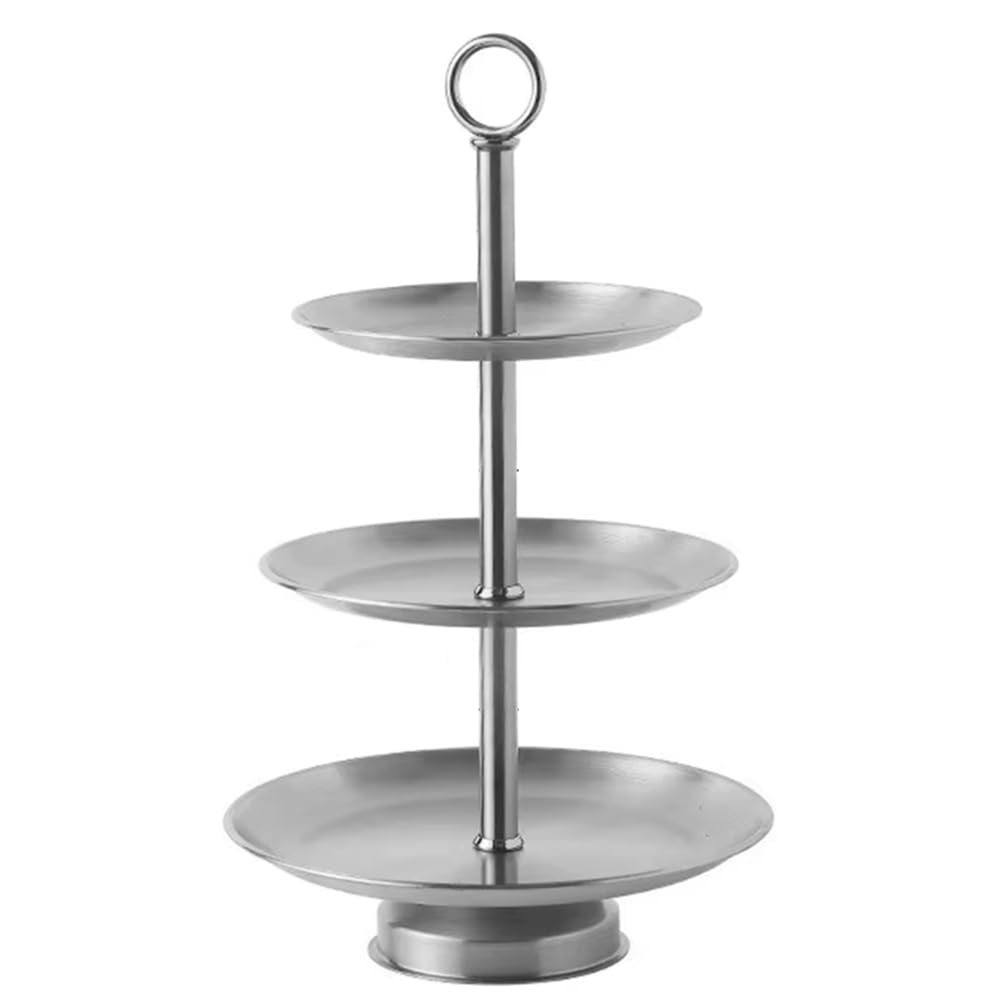 IJSDNVJNDX Stainless Steel Three-Layer Fruit Tray Afternoon Tea Trays Living Room Layer Dessert Cake Stand Kitchen Tray