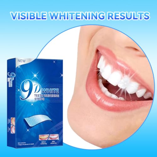 Image of Teeth-Whitening Strips for Sensitive Teeth - 9D Teeth Whitening Kit Professional Effects, Teeth Whitener for Enamel Safe, 14 White Strips (7 Day Treatment) Remove Stains for a Brighter Smile, Mint