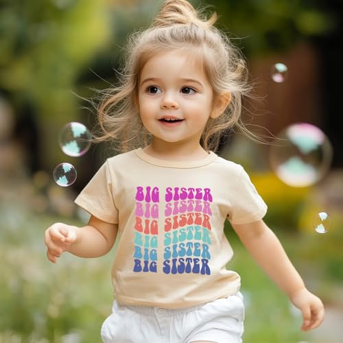 Image of Big Sister Announcement T Shirt Toddler Girls Promoted to Big Sister Tees Outfits 1-7 Years