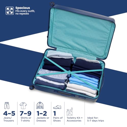 Image of KAMILIANT by American Tourister Selva|Trolley Bag Check-in Medium Size (69 cms) for Travel| Hard Case Polypropylene (PP) Suitcase|360 8-Wheel Spinner Luggage Trolley|Combination Lock| Navy