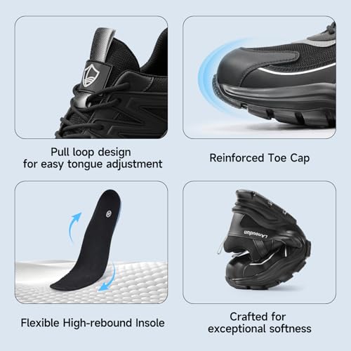 Image of Steel Toe Shoes for Men, Lightweight Safety Work Shoes, Breathable Puncture-Resistant Work Shoes for Warehouse, Factory and Light Construction