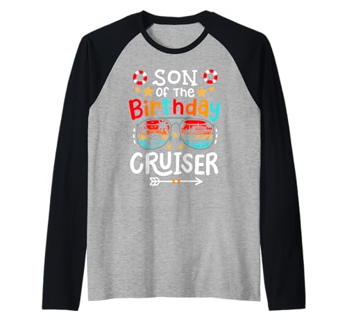 Hijo del crucero de cumpleaños divertido Family Cruise Squad Boys Camiseta Manga Raglan
