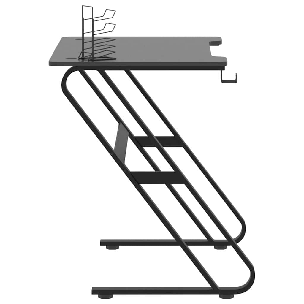 Gaming-Schreibtisch mit stabilen ZZ-Gestell Schwarz und Rot 90x60x75 cm für Gaming, Arbeit, Homeoffice, Arbeitsplatz, Monitor, Zubehör, Kabelmanagement, Jugendzimmer, ergonomisch