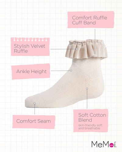 MeMoi Velvet Pleated Girls Cotton Blend Anklet Socks3
