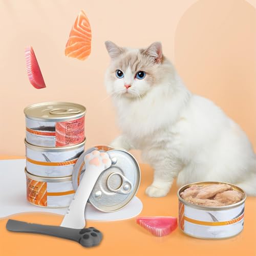 DELAESI Katzenfutter Löffel 2 Stück Katzenlöffel Katzenpfoten Dosenöffner Multifunktions Haustier Dosen Löffel Tierfutterlöffel Futterlöffel