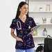 VillbeCoser Scrubs for Women V Neck Cute Printed Scrub Tops Medical Nurse Shirt Soft Casual Uniform(D3237-NavyBlue M)