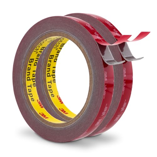 Image of 3M Double Sided Tape 0.5 inch x 15.4Ft 2 Pack Heavy Duty Mounting Tape, Grey | Foam Tape Waterproof for Indoor Outdoor Home Office Car Decor