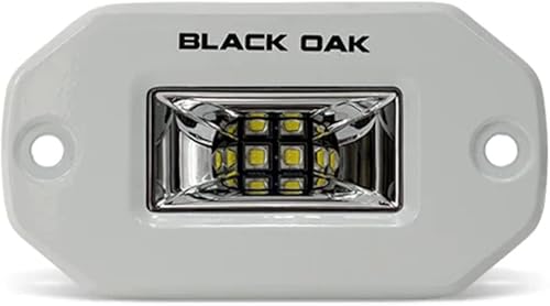Black Oak Luz LED negra marina de montaje empotrado - Clasificación IP69K Luz esparcidora marina de una fila (blanco, 2 pulgadas)