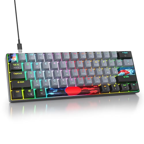 Image of 60 Percent Gaming Keyboard 60% Mechanical Keyboard Ultra Compact Wired Keyboard RGB Backlit Red Switch for Windows PC Laptop Gamers(61 Dolch)
