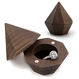 MUUJEE Diamond Shaped Ring Box - Wooden Ring Box for Wedding Ceremony Ring Bearer Box - Anniversary