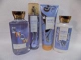 Bath and Body Works New for 2017 - Snowy Morning - 4 Piece Set- 8 oz Body Lotion, 8 oz Body Cream, 8 oz Fine Fragrance Mist, and 10 oz Shower Gel