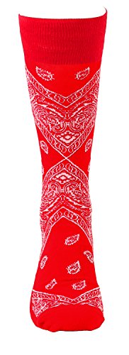LEAF Paisley Design Cotton Mens Socks (One Size, Red)2