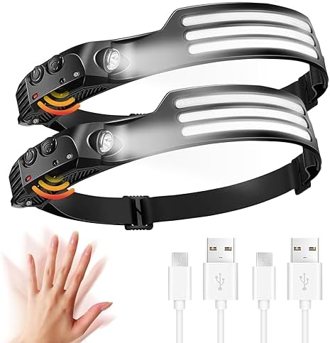 AlpsWolf Rechargeable LED Headlamp With Sensor Mode | 260 Wide Beam | IPX4 Waterproof | For