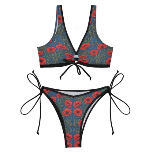 Traje de baño de diseño William Morris una pieza exclusiva de amapolas 4