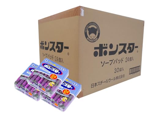 ボンスター プロが選んだ 業務用金たわし ソープパッド 24個×30個 調理器具のお手入れ 金属みがき用 油汚れやコゲつきを落とす 柔らか特殊網 天然ヤシの実 無リンソープ付き