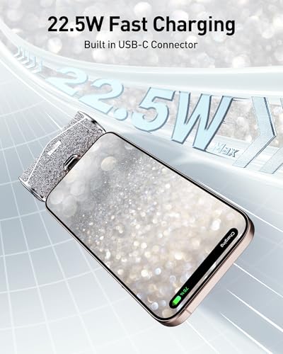Image of iWALK Upgraded Sparkly Portable Charger 22.5W, 5000mAh Power Bank for iPhone 17 /16 /15 Series, Mini Battery Pack with Built-in USB-C Connector Compatible with Samsung S25 /24, iPad Pro /Air, AirPods