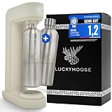 Luckymoose Infinity Machine à eau pétillante & Soda streaming machine – Set 2 Bouteilles Inox 1,25L – Gazéificateur d'eau Maison & Cuisine, Design Compact & Solide Compatible Cylindre CO2 Bleu