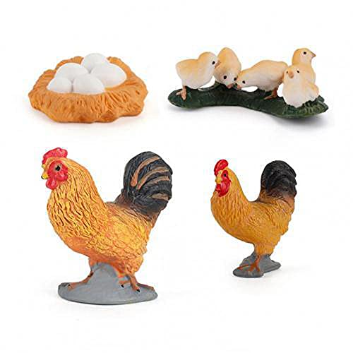 LUNCK Gifts Science Hen Educational Toys Miniature Cock White Goose Simulation Life Cycle Figures Cycle Duck Figurine(Cock)