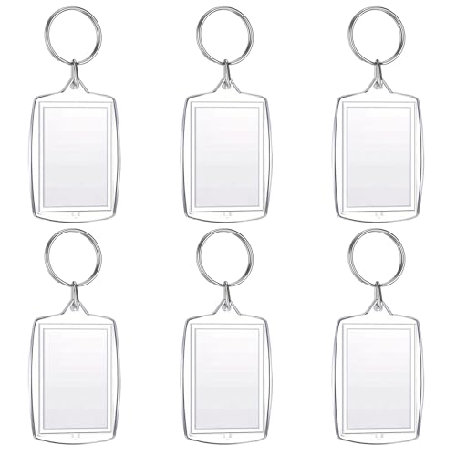 6 Stück Schlüsselanhänger Foto, Bild Schlüsselbund, Personalisierter Schlüsselring mit Anhänger, Transparent Bilderrahmen Schlüsselring, Acryl Foto Schlüsselanhänger, Geschenk für Männer und Frauen