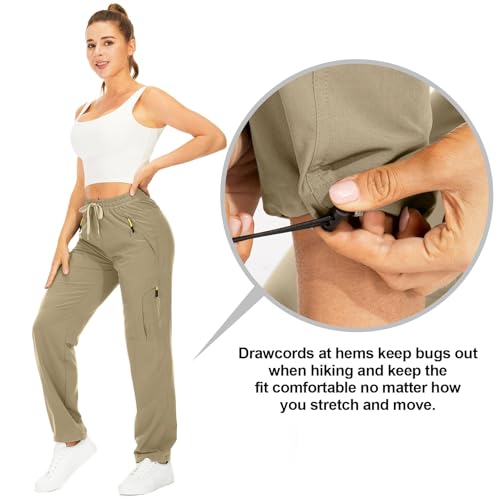 Image of Q - RIOUS Women's Parachute Pants Quick Dry Lightweight Safari Pants Zipper Pockets