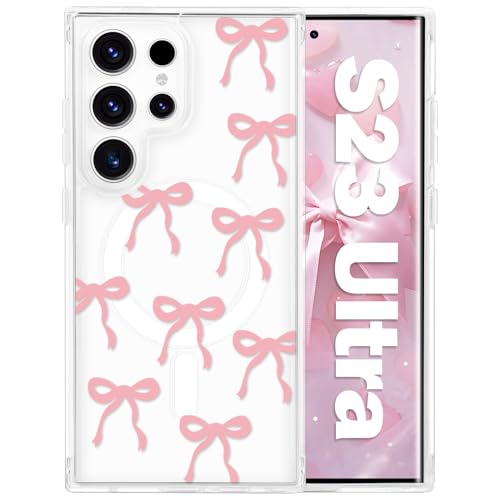 Coque Samsung S23 Ultra MagSafe fleur rose antichoc élégante
