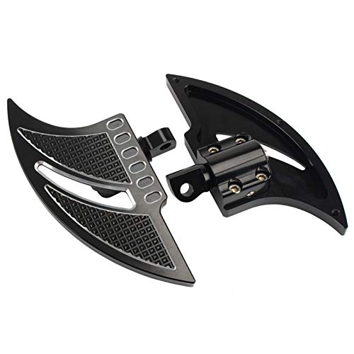 Black Motorcycle Driver Floorboards Foot Pegs CNC Blade Tomahawk Passenger Footrest for Touring Street Glide FLHX Breakout Softail Dyna