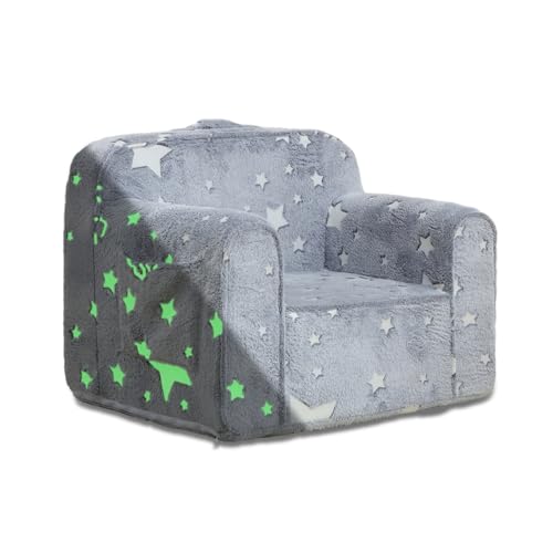 Image of Kisdsa Comfy Toddler Chair,Kids Foam Chair,Kids Armchair Toddler Couch Baby Kids Sofa Reading Chair with Glow in The Dark(Glow Star)