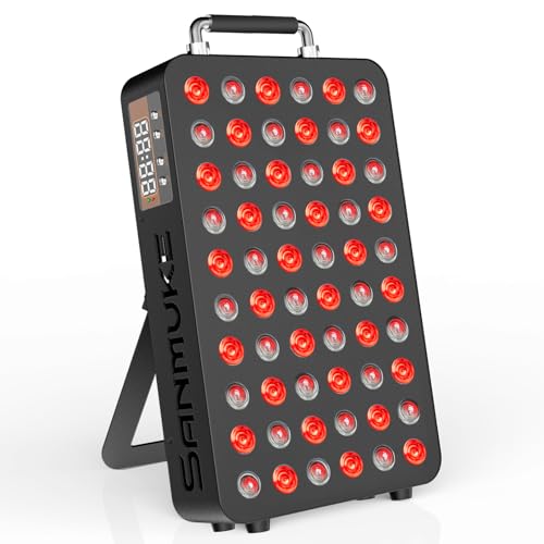 SANMUKE 100W Red Light Therapy, 660nm & 850nm with 60 PCS 45mil Individual High-Power LED Chips (30 Red + 30 NIR), Home-use Red Light Device with Digital Display & Remote Control, Ideal for Body, Face