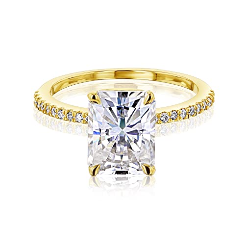 Kobelli Radiant Moissanite (GH/VS) Lab Diamond Petite Engagement Ring 14K Gold3