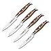 PracticDomus 3 Claveles - Juego de 4 Cuchillos Chuleteros en Acero Inoxidable Forjado 3Cr13 Gama Wagyu, Mango ABS Imitación Madera
