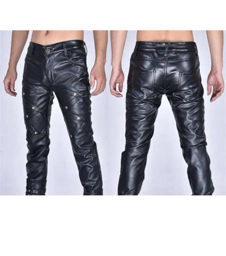 Men's PU Leather Pencil Pants Slim Fit Korean High Street Fashion Trousers2